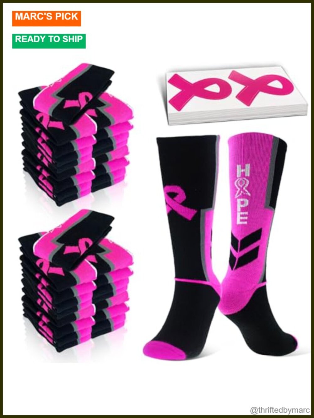 Breast Cancer Awareness Athletic Socks Set 24 Pairs Pink Ribbon Football